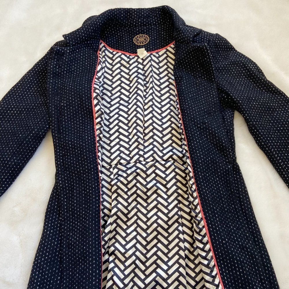 Anthropologie| Idra Black Dot Wool Blend Coat | Sz 8 Ruffle - Picture 4 of 10